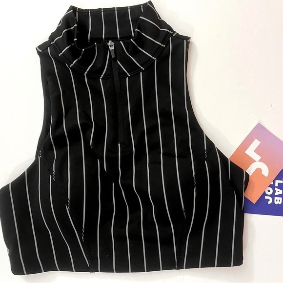JoyLab Sports Bra Crop Top Athletic Womens XS Black White Stripes Stretchy NWT - Picture 2 of 13